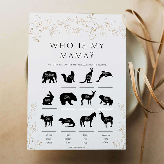 who is my mama baby game, Printable baby shower games, gold leaf baby games, baby shower games, fun baby shower ideas, top baby shower ideas, gold leaf baby shower, baby shower games, fun gold leaf baby shower ideas