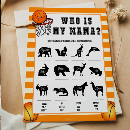 Basketball baby shower games, who is my mama baby game, printable baby games, basket baby games, baby shower games, basketball baby shower idea, fun baby games, popular baby games