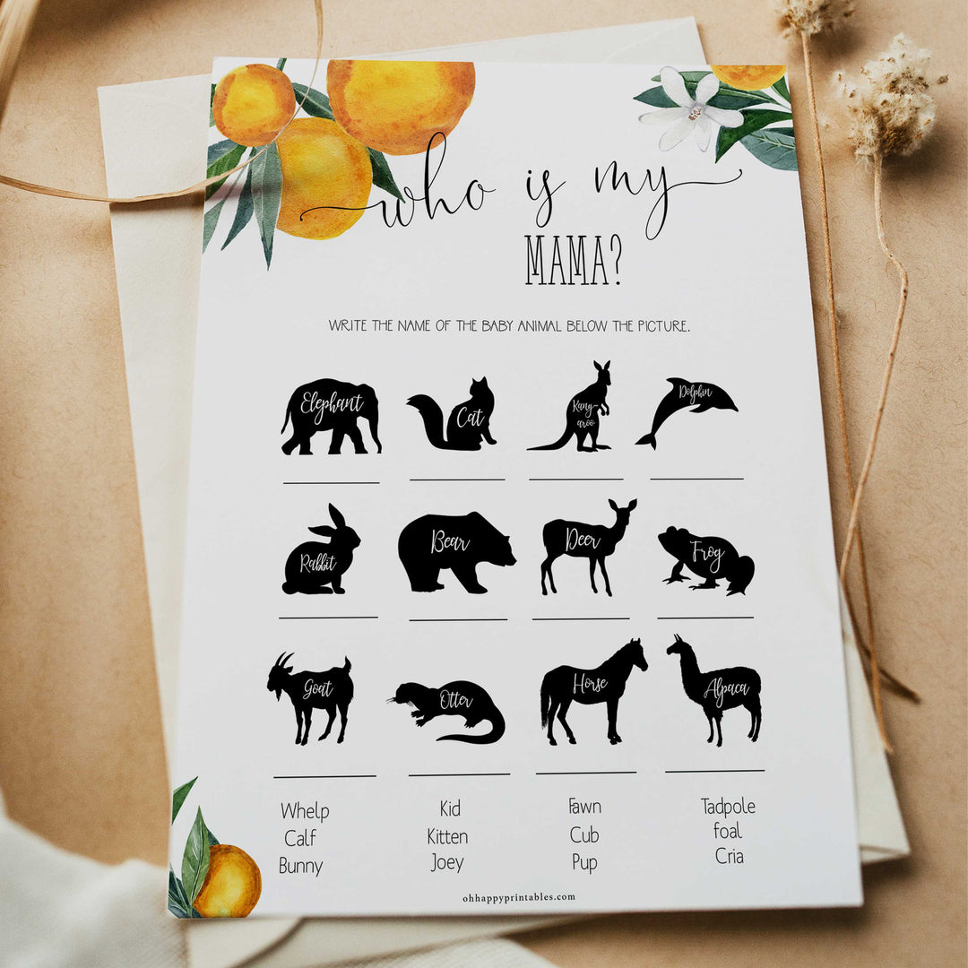 who is my mama baby shower game, Printable baby shower games, little cutie baby games, baby shower games, fun baby shower ideas, top baby shower ideas, little cutie baby shower, baby shower games, fun little cutie baby shower ideas, citrus baby shower games, citrus baby shower, orange baby shower