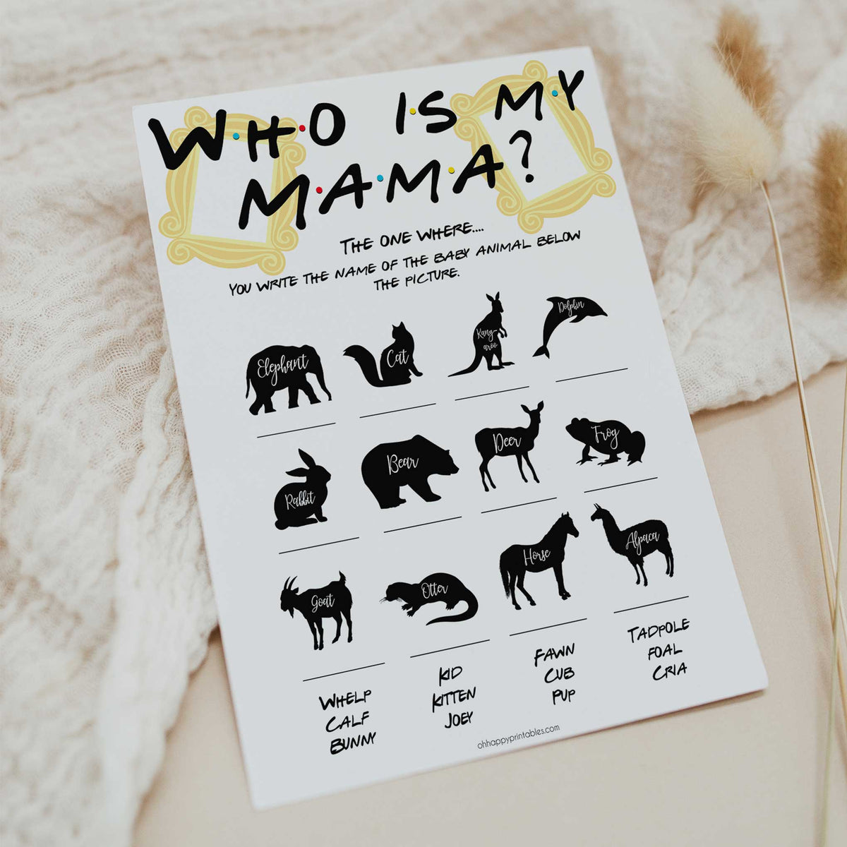 who is my mama game, Printable baby shower games, friends fun baby games, baby shower games, fun baby shower ideas, top baby shower ideas, friends baby shower, friends baby shower ideas