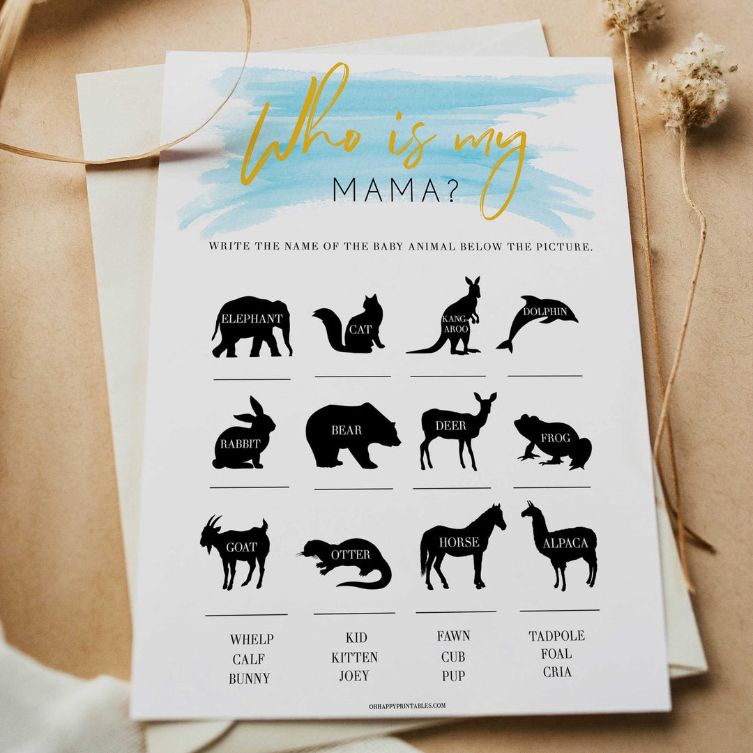 Blue swash, who is my mama baby games, baby shower games, printable baby games, fun baby games, boy baby shower games, baby games, fun baby shower ideas, baby shower ideas, boy baby games, blue baby shower