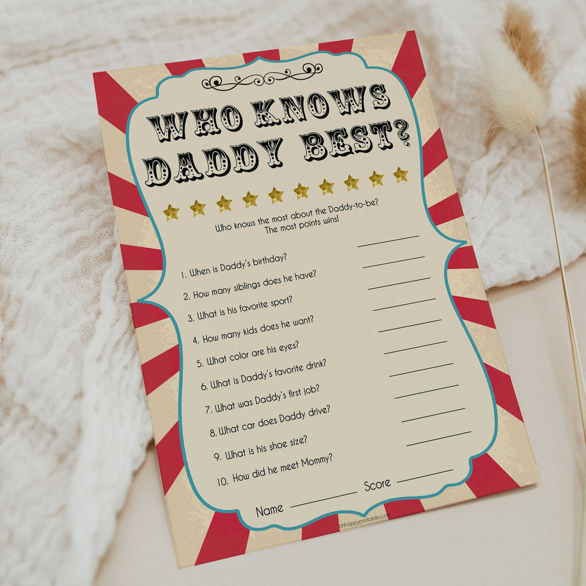 Circus who knows daddy best baby shower games, circus baby games, carnival baby games, printable baby games, fun baby games, popular baby games, carnival baby shower, carnival theme