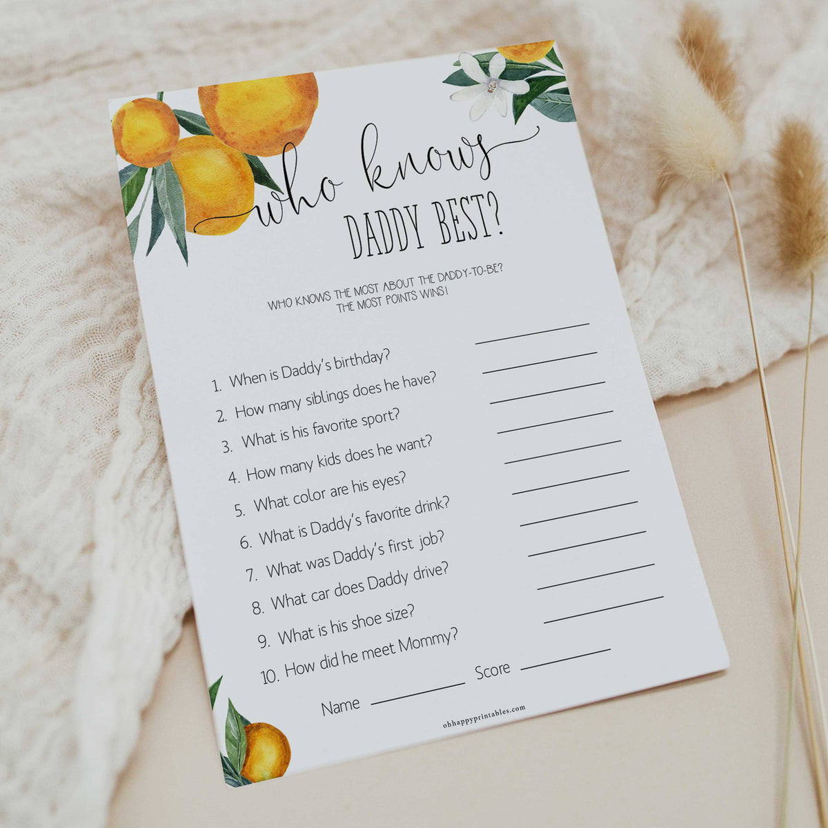 who knows daddy best game, Printable baby shower games, little cutie baby games, baby shower games, fun baby shower ideas, top baby shower ideas, little cutie baby shower, baby shower games, fun little cutie baby shower ideas, citrus baby shower games, citrus baby shower, orange baby shower