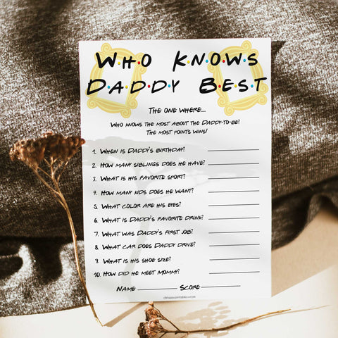 who knows daddy best game, Printable baby shower games, friends fun baby games, baby shower games, fun baby shower ideas, top baby shower ideas, friends baby shower, friends baby shower ideas