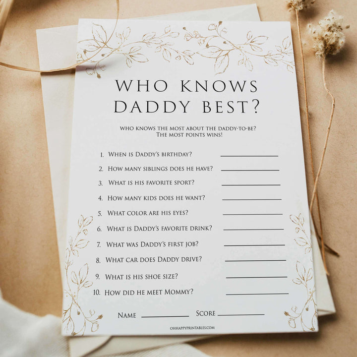 who knows daddy best baby game, Printable baby shower games, gold leaf baby games, baby shower games, fun baby shower ideas, top baby shower ideas, gold leaf baby shower, baby shower games, fun gold leaf baby shower ideas