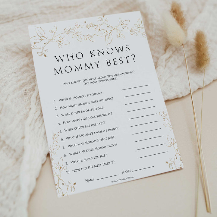 who knows mommy best baby game, Printable baby shower games, gold leaf baby games, baby shower games, fun baby shower ideas, top baby shower ideas, gold leaf baby shower, baby shower games, fun gold leaf baby shower ideas