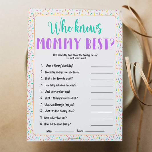 who knows mommy best game,  Printable baby shower games, baby sprinkle fun baby games, baby shower games, fun baby shower ideas, top baby shower ideas, sprinkle shower baby shower, friends baby shower ideas