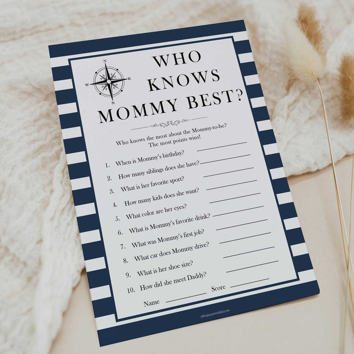 Nautical baby shower games, who knows mummy best baby shower games, printable baby shower games, baby shower games, fun baby games, ahoy its a boy, popular baby shower games, sailor baby games, boat baby games