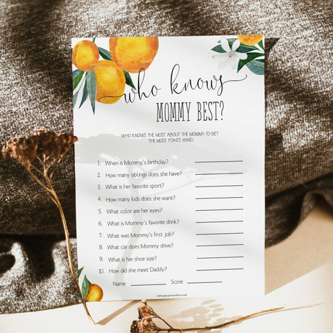 who knows mommy best baby game, Printable baby shower games, little cutie baby games, baby shower games, fun baby shower ideas, top baby shower ideas, little cutie baby shower, baby shower games, fun little cutie baby shower ideas, citrus baby shower games, citrus baby shower, orange baby shower