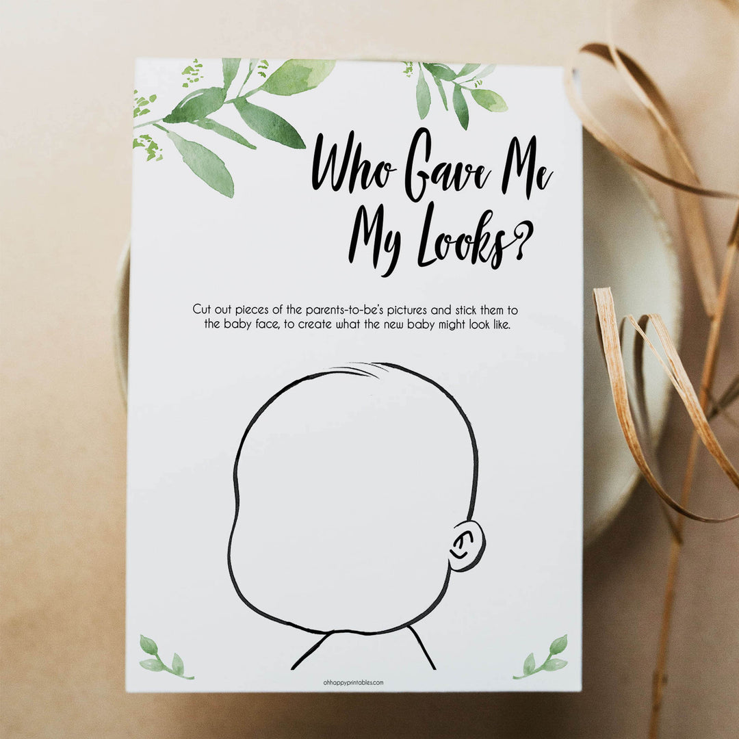 botanical who gave me my looks, printable baby shower games, fun baby shower games, popular baby shower games