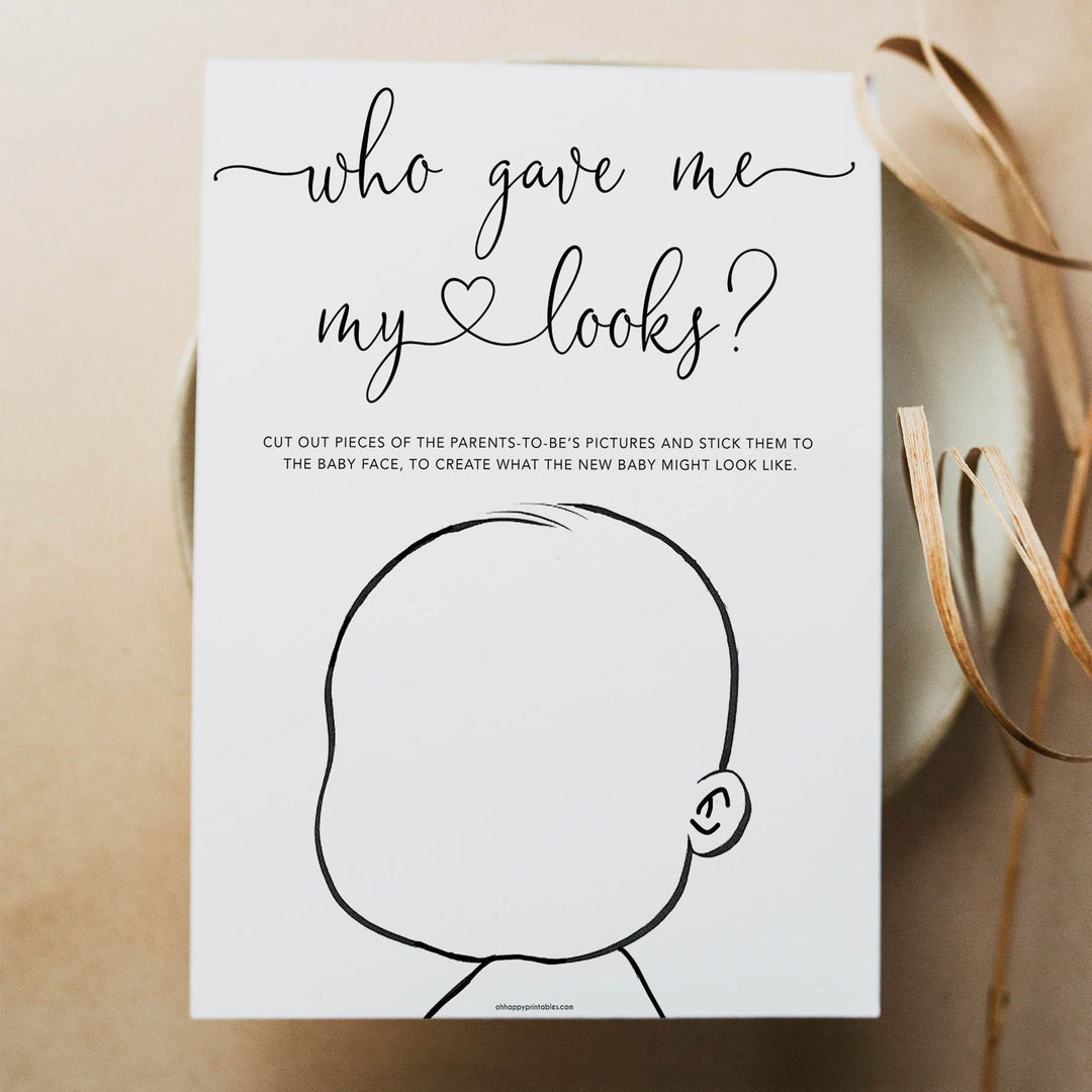 Minimalist baby shower games, who gave me my looks baby games, 10 baby game bundles, fun baby games, printable baby games, top baby games, popular baby games, labor or porn games, neutral baby games, gender reveal games
