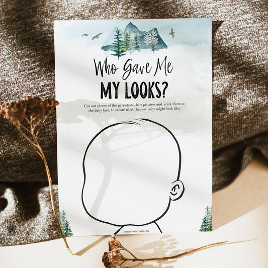 who gave me my looks game, Printable baby shower games, adventure awaits baby games, baby shower games, fun baby shower ideas, top baby shower ideas, adventure awaits baby shower, baby shower games, fun adventure baby shower ideas