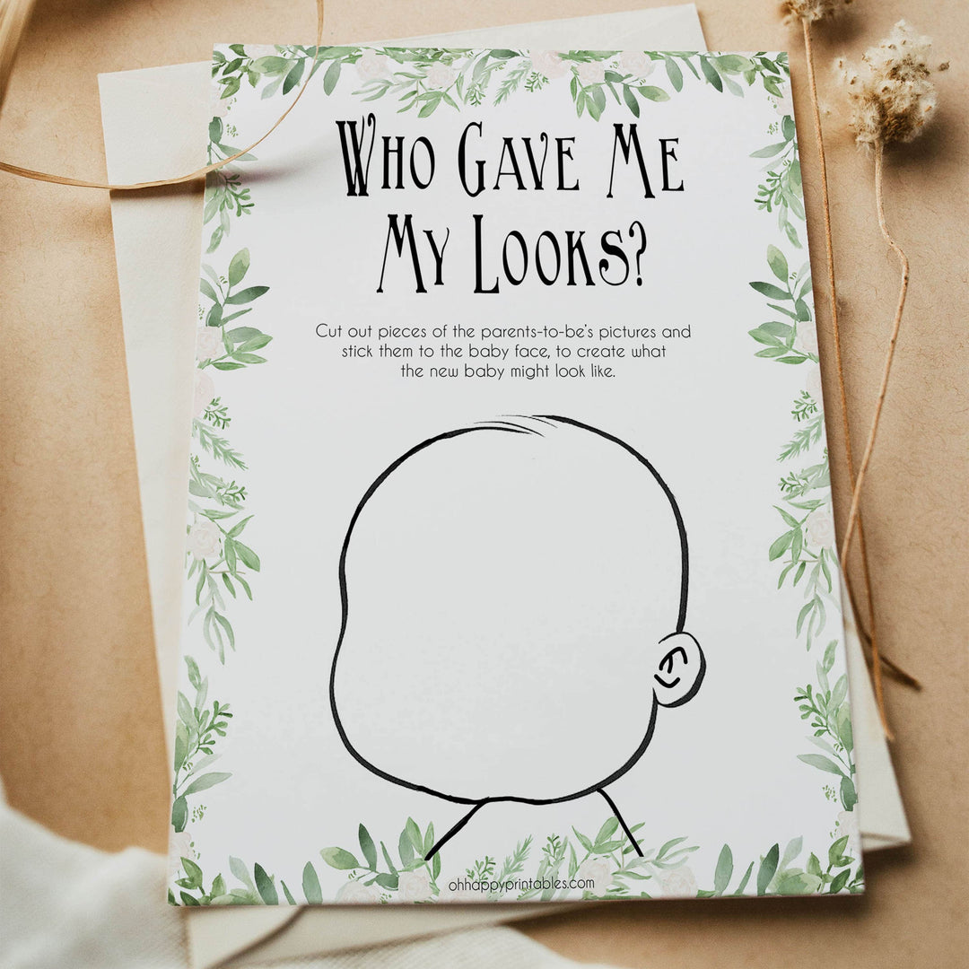 who will baby look like, baby lookalike game, fun baby shower games, printable baby shower games, popular baby shower games