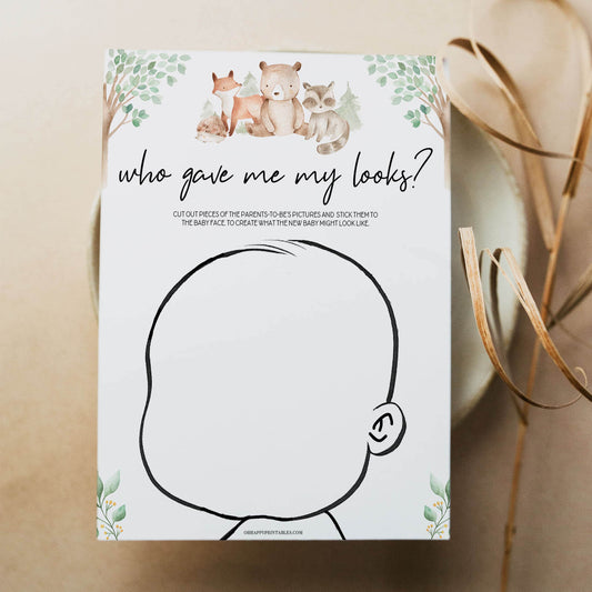 who gave me my looks games, Printable baby shower games, woodland animals baby games, baby shower games, fun baby shower ideas, top baby shower ideas, woodland baby shower, baby shower games, fun woodland animals baby shower ideas