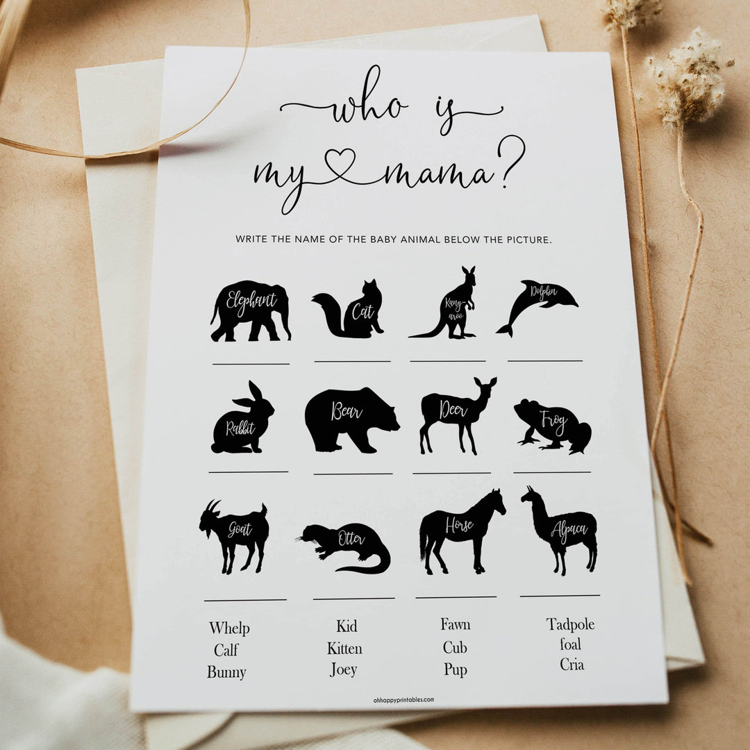 Minimalist baby shower games, who is my mama baby games, 10 baby game bundles, fun baby games, printable baby games, top baby games, popular baby games, labor or porn games, neutral baby games, gender reveal games