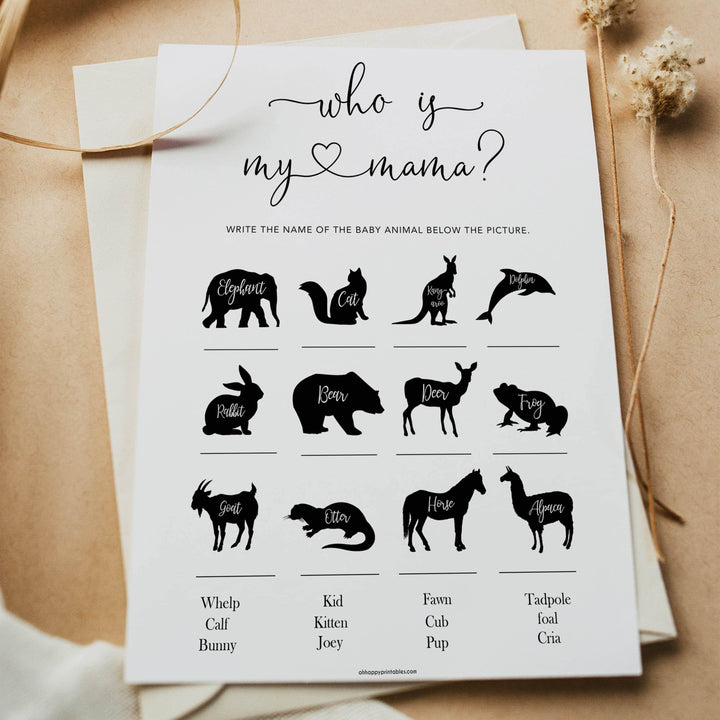 Minimalist baby shower games, who is my mama baby games, 10 baby game bundles, fun baby games, printable baby games, top baby games, popular baby games, labor or porn games, neutral baby games, gender reveal games