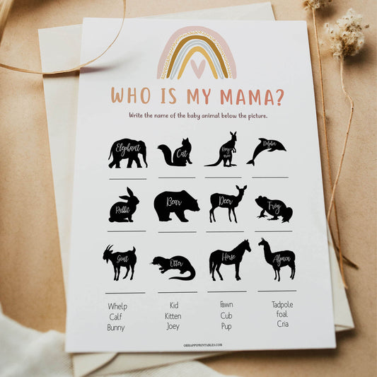 who is my mama baby shower game, Printable baby shower games, boho rainbow baby games, baby shower games, fun baby shower ideas, top baby shower ideas, boho rainbow baby shower, baby shower games, fun boho rainbow baby shower ideas