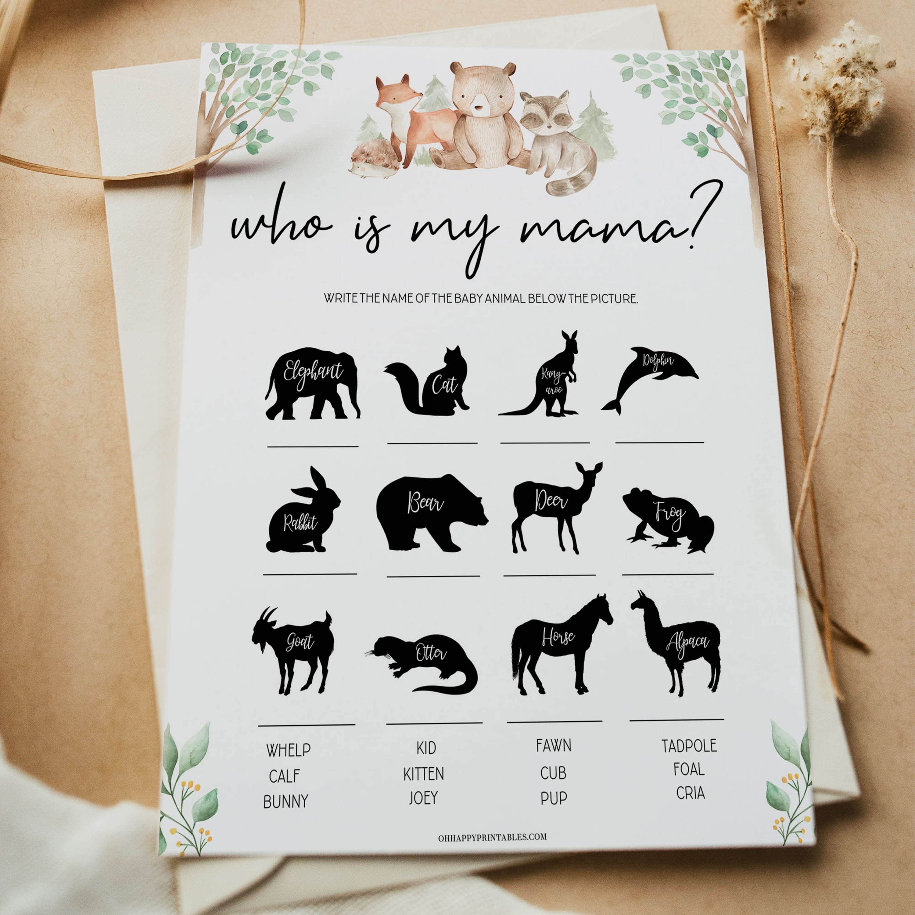 who is my mama baby shower game, Printable baby shower games, woodland animals baby games, baby shower games, fun baby shower ideas, top baby shower ideas, woodland baby shower, baby shower games, fun woodland animals baby shower ideas