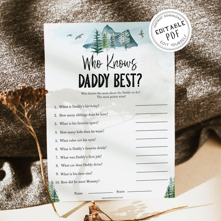 editable who knows daddy best game, Printable baby shower games, adventure awaits baby games, baby shower games, fun baby shower ideas, top baby shower ideas, adventure awaits baby shower, baby shower games, fun adventure baby shower ideas