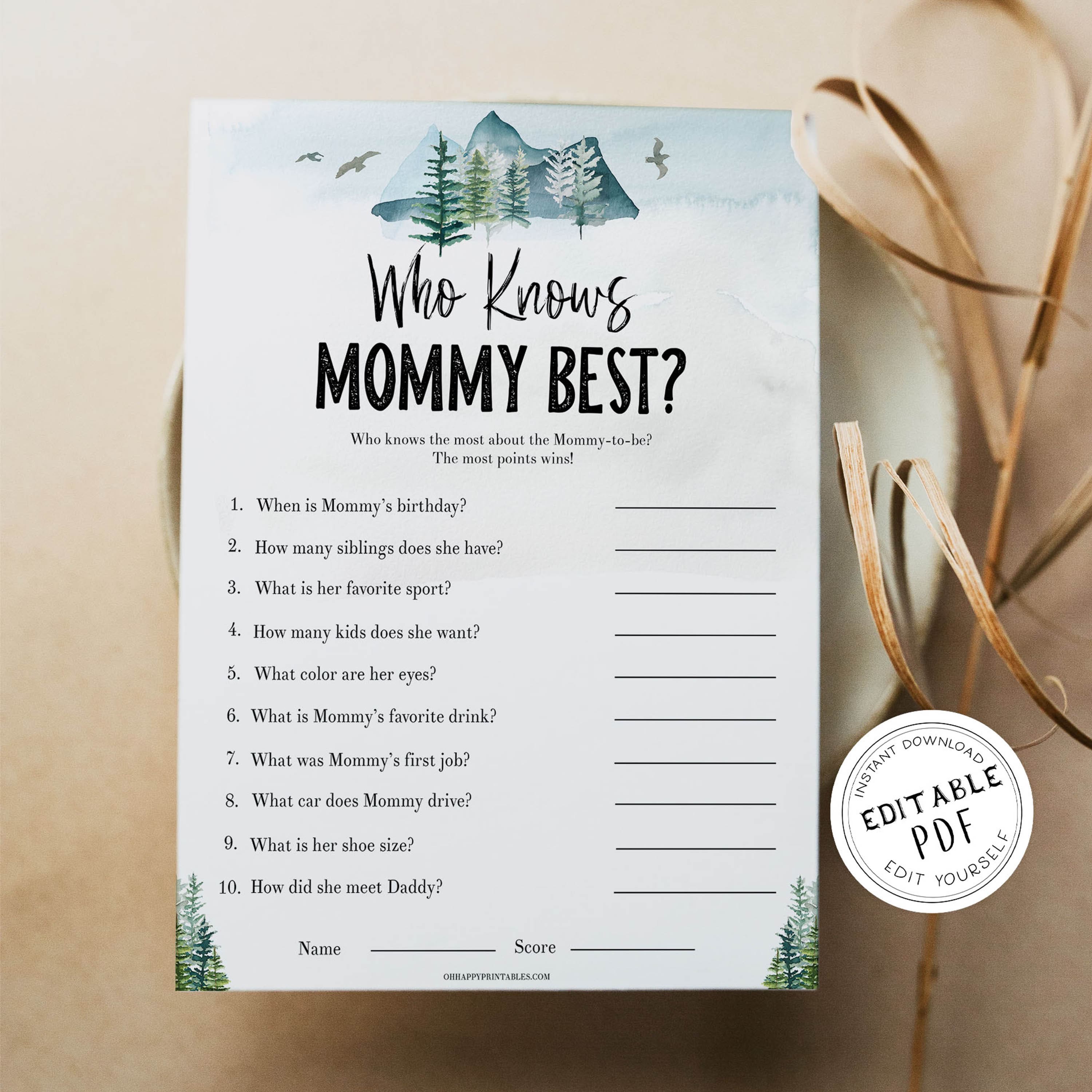 editable who knows mommy best game, Printable baby shower games, adventure awaits baby games, baby shower games, fun baby shower ideas, top baby shower ideas, adventure awaits baby shower, baby shower games, fun adventure baby shower ideas