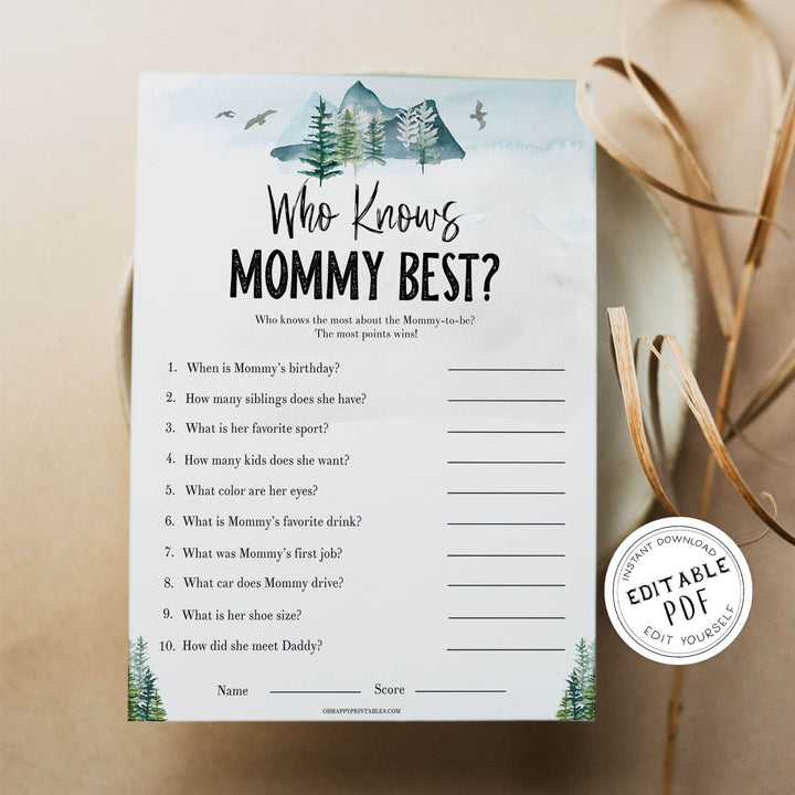 editable who knows mommy best game, Printable baby shower games, adventure awaits baby games, baby shower games, fun baby shower ideas, top baby shower ideas, adventure awaits baby shower, baby shower games, fun adventure baby shower ideas