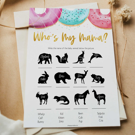 who is my mama baby game, Printable baby shower games, donut baby games, baby shower games, fun baby shower ideas, top baby shower ideas, donut sprinkles baby shower, baby shower games, fun donut baby shower ideas