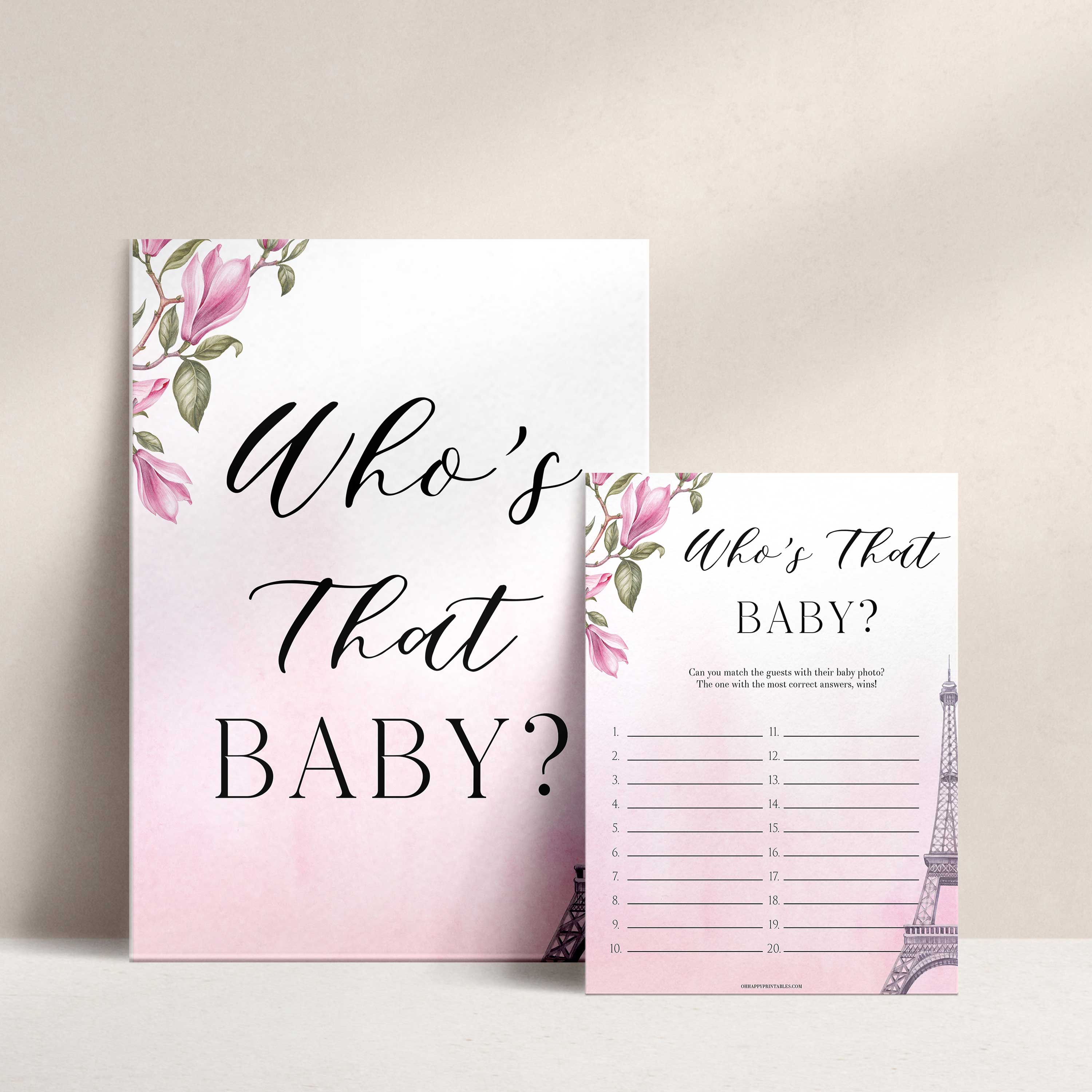 whos that baby game, Paris baby shower games, printable baby shower games, Parisian baby shower games, fun baby shower games