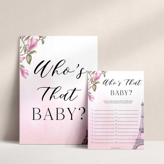 whos that baby game, Paris baby shower games, printable baby shower games, Parisian baby shower games, fun baby shower games