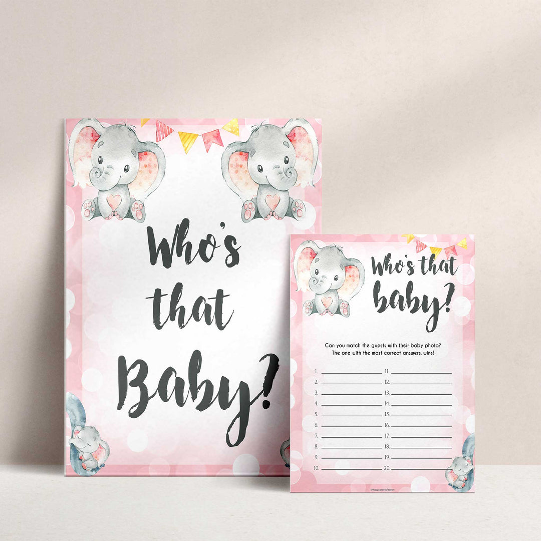 Whos that baby game, guess the baby photo, Printable baby shower games, fun abby games, baby shower games, fun baby shower ideas, top baby shower ideas, pink elephant baby shower, pink baby shower ideas