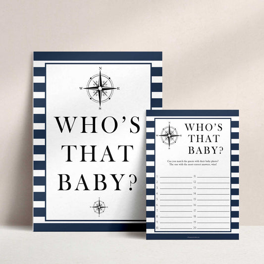 Whos that baby game, guess the baby picture games, Printable baby shower games, nautical baby shower games, nautical baby games, fun baby shower games, top baby shower ideas