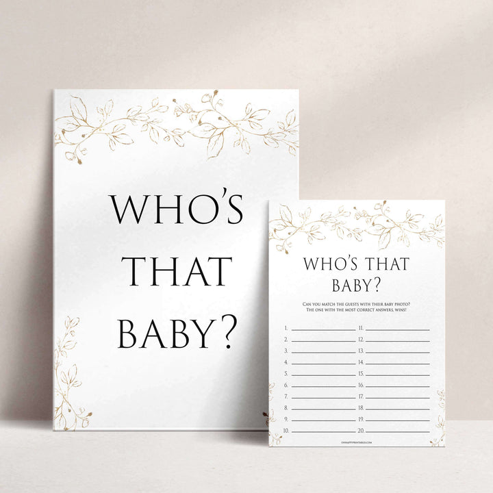 whos that baby game, Printable baby shower games, gold leaf baby games, baby shower games, fun baby shower ideas, top baby shower ideas, gold leaf baby shower, baby shower games, fun gold leaf baby shower ideas
