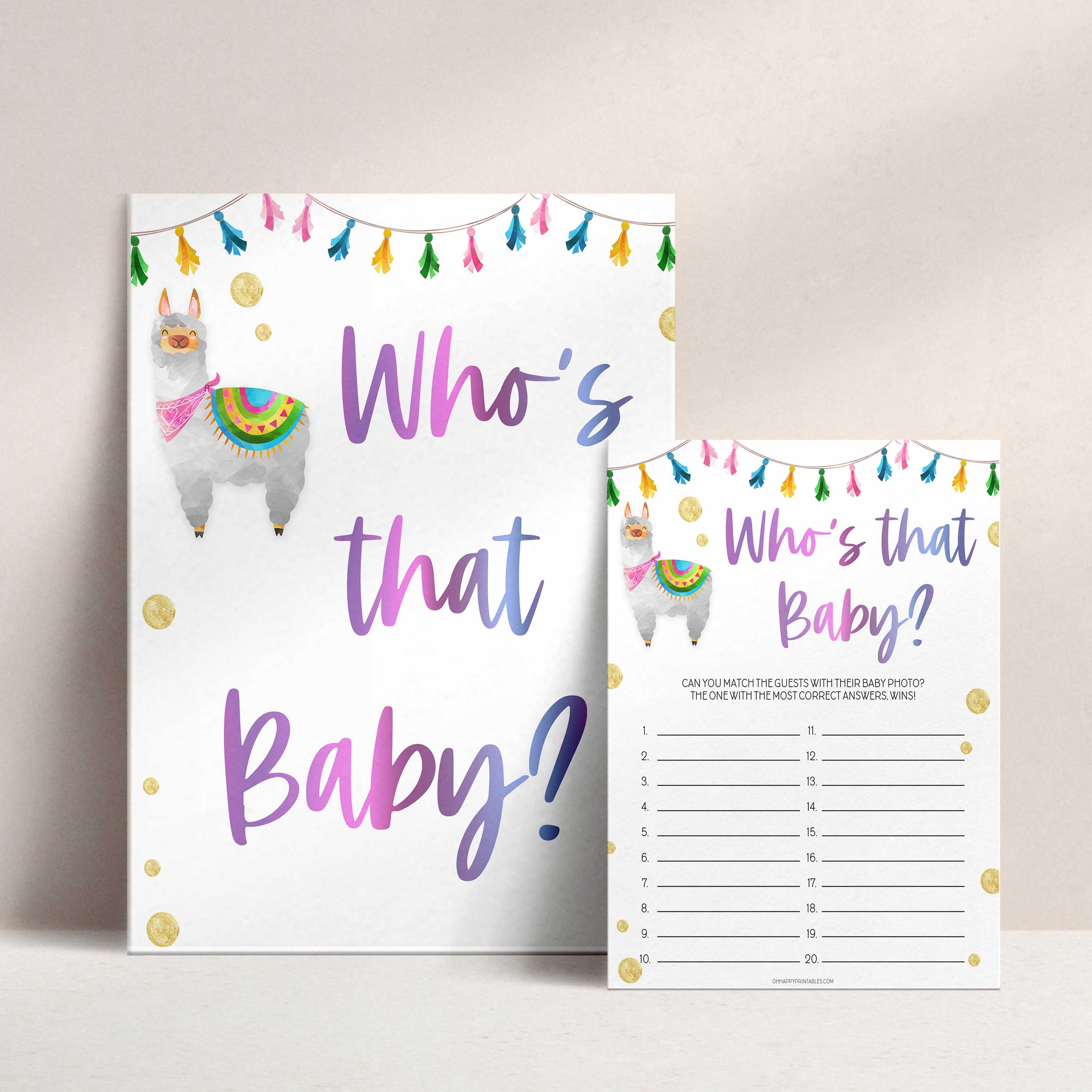 who's that baby game, guess the baby pictures game, Printable baby shower games, llama fiesta fun baby games, baby shower games, fun baby shower ideas, top baby shower ideas, Llama fiesta shower baby shower, fiesta baby shower ideas