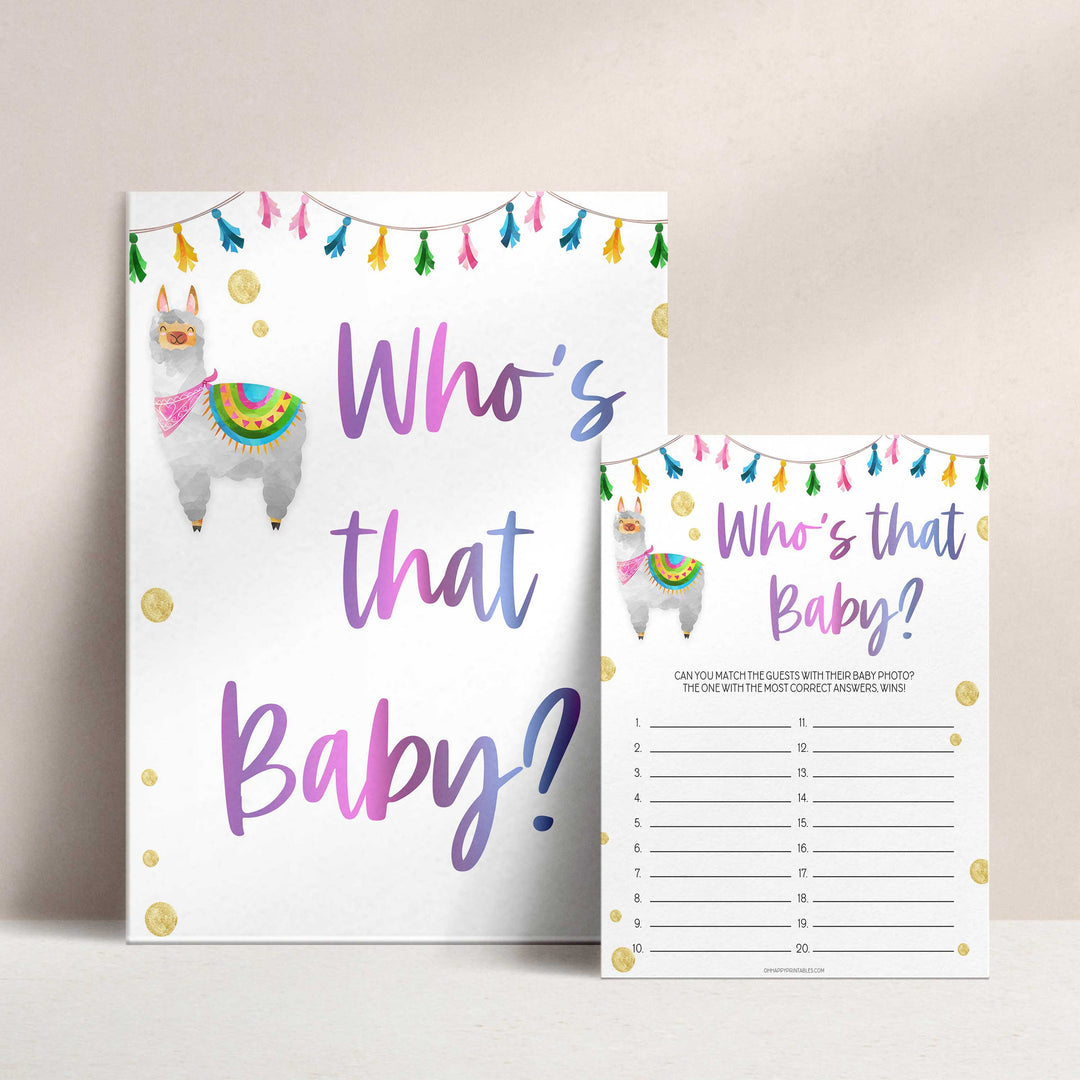 who's that baby game, guess the baby pictures game, Printable baby shower games, llama fiesta fun baby games, baby shower games, fun baby shower ideas, top baby shower ideas, Llama fiesta shower baby shower, fiesta baby shower ideas