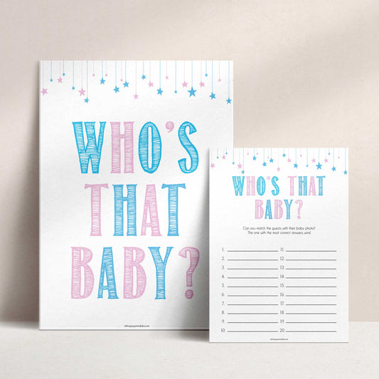 Gender reveal baby games, whos that baby game, guess the baby picture, printable baby shower games, fun baby games, top baby games, best baby games, baby shower games