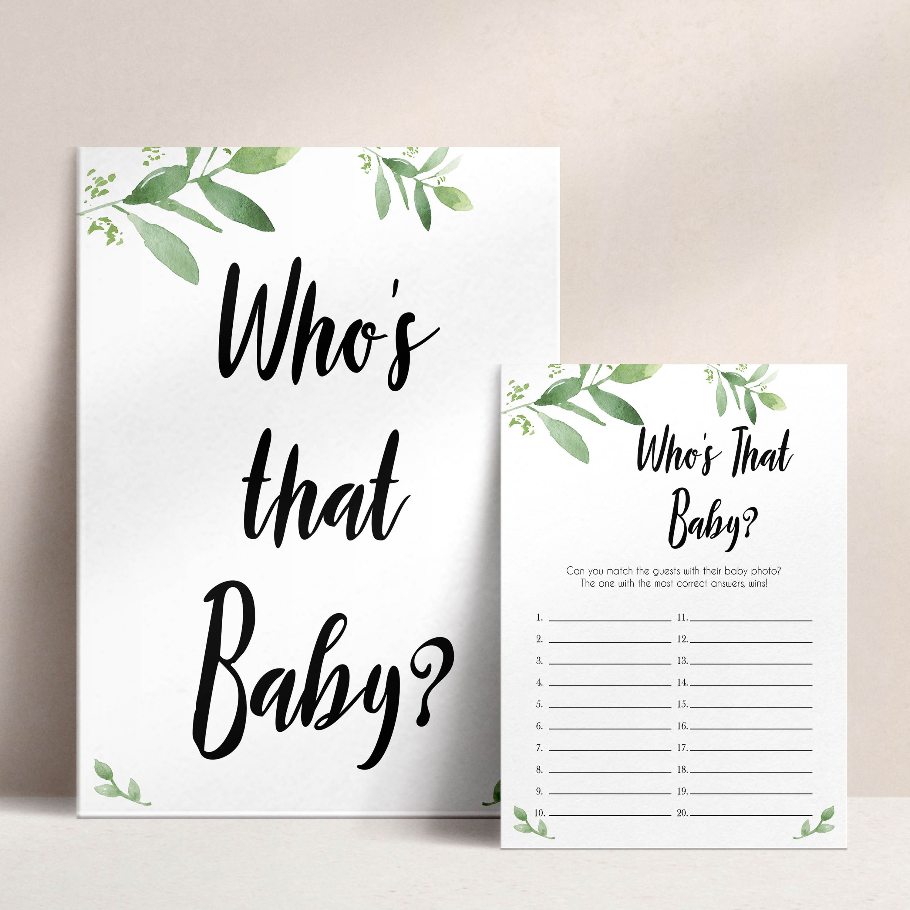 whos that baby game, guess the baby picture game, Printable baby shower games, botanical baby shower games, floral baby shower ideas, fun baby shower ideas