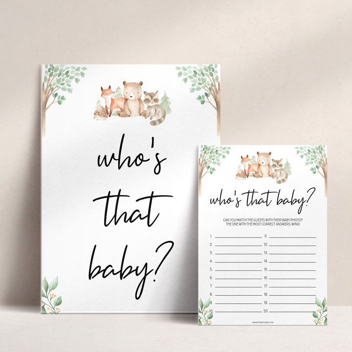 who's that baby game, Printable baby shower games, woodland animals baby games, baby shower games, fun baby shower ideas, top baby shower ideas, woodland baby shower, baby shower games, fun woodland animals baby shower ideas