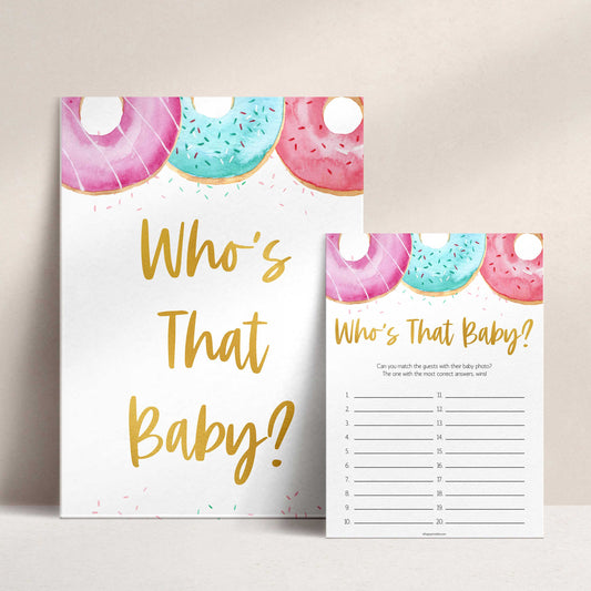 who's that baby game, Printable baby shower games, donut baby games, baby shower games, fun baby shower ideas, top baby shower ideas, donut sprinkles baby shower, baby shower games, fun donut baby shower ideas