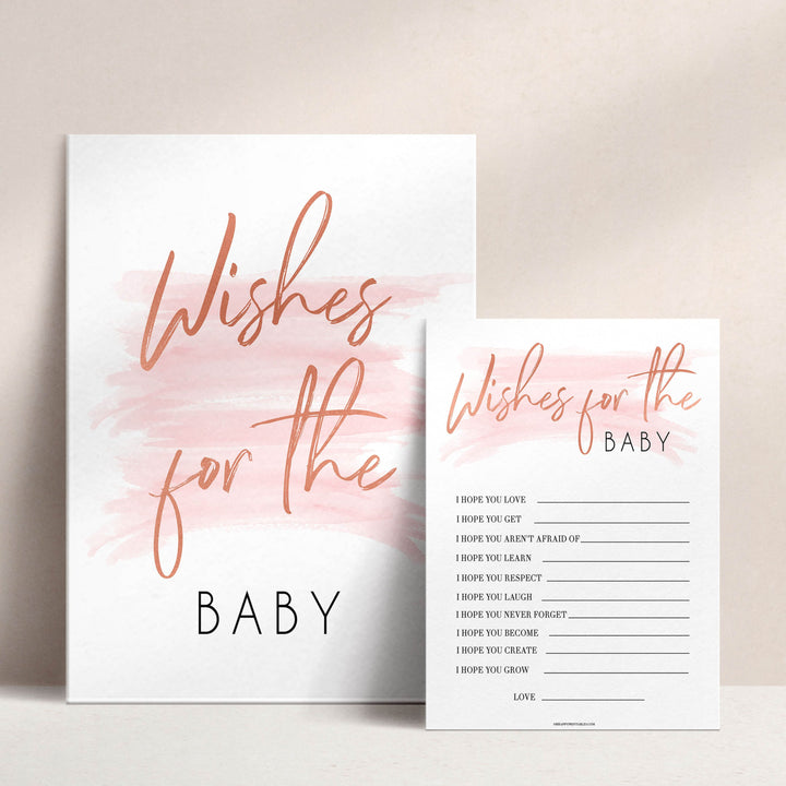 Pink Swash Wishes For The Baby, Baby Wishes, Wishes for The Baby, Printable Baby Shower Games, Baby Shower Baby Wishes, Baby Wishes Card, printable baby shower games, fun baby shower games, popular baby shower games