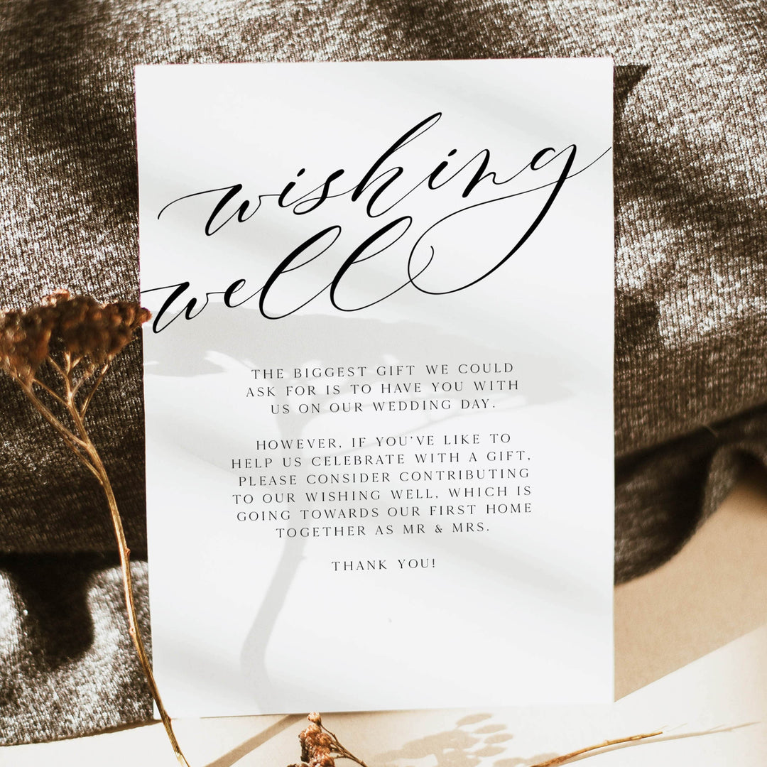 editable wishing well card, CALLIGRAPHY editable wedding invitation suite, editable wedding stationery, printable wedding stationery, modern wedding items, wedding save the dates