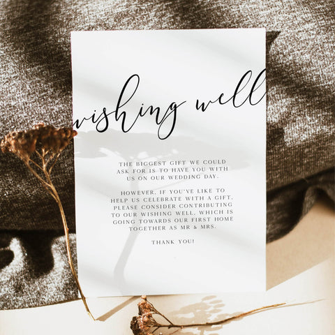 wishing well card, CALLIGRAPHY editable wedding invitation suite, editable wedding stationery, printable wedding stationery, modern wedding items, wedding save the dates