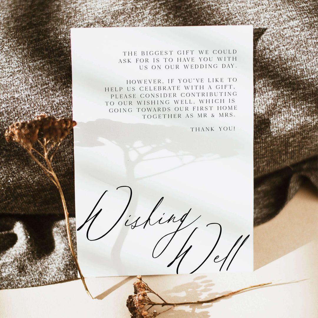 wishing well card, CALLIGRAPHY editable wedding invitation suite, editable wedding stationery, printable wedding stationery, modern wedding items, wedding save the dates
