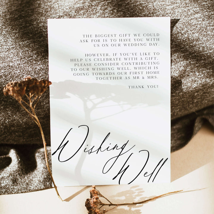 wishing well card, CALLIGRAPHY editable wedding invitation suite, editable wedding stationery, printable wedding stationery, modern wedding items, wedding save the dates
