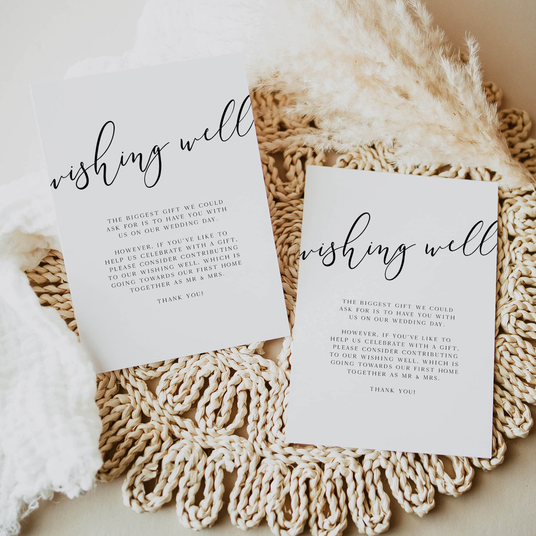 wishing well card, CALLIGRAPHY editable wedding invitation suite, editable wedding stationery, printable wedding stationery, modern wedding items, wedding save the dates
