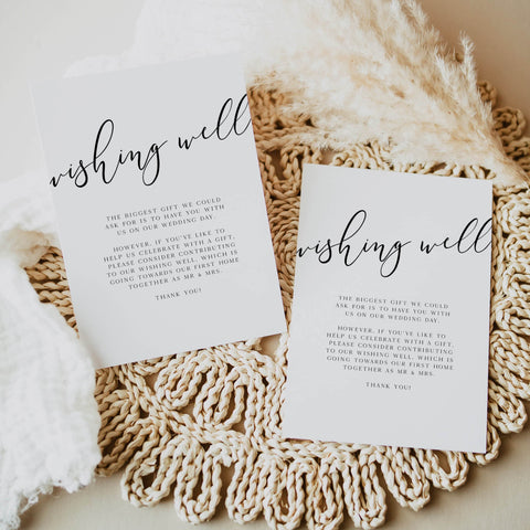 wishing well card, CALLIGRAPHY editable wedding invitation suite, editable wedding stationery, printable wedding stationery, modern wedding items, wedding save the dates