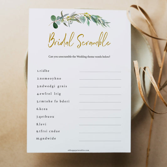 Bridal Word Scramble - Eucalyptus Leaf