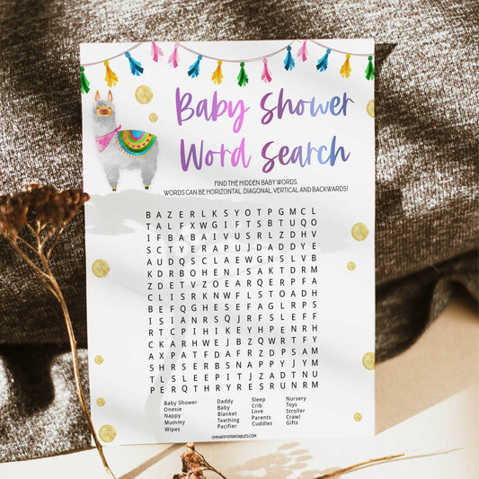 baby word search game, baby shower word search game, Printable baby shower games, llama fiesta fun baby games, baby shower games, fun baby shower ideas, top baby shower ideas, Llama fiesta shower baby shower, fiesta baby shower ideas