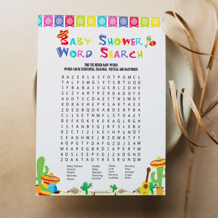 baby shower word search game, Printable baby shower games, Mexican fiesta fun baby games, baby shower games, fun baby shower ideas, top baby shower ideas, fiesta shower baby shower, fiesta baby shower ideas