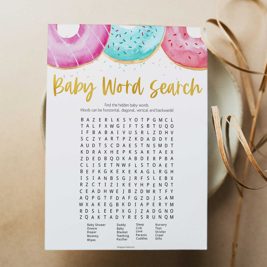 baby shower word search game,  Printable baby shower games, donut baby games, baby shower games, fun baby shower ideas, top baby shower ideas, donut sprinkles baby shower, baby shower games, fun donut baby shower ideas