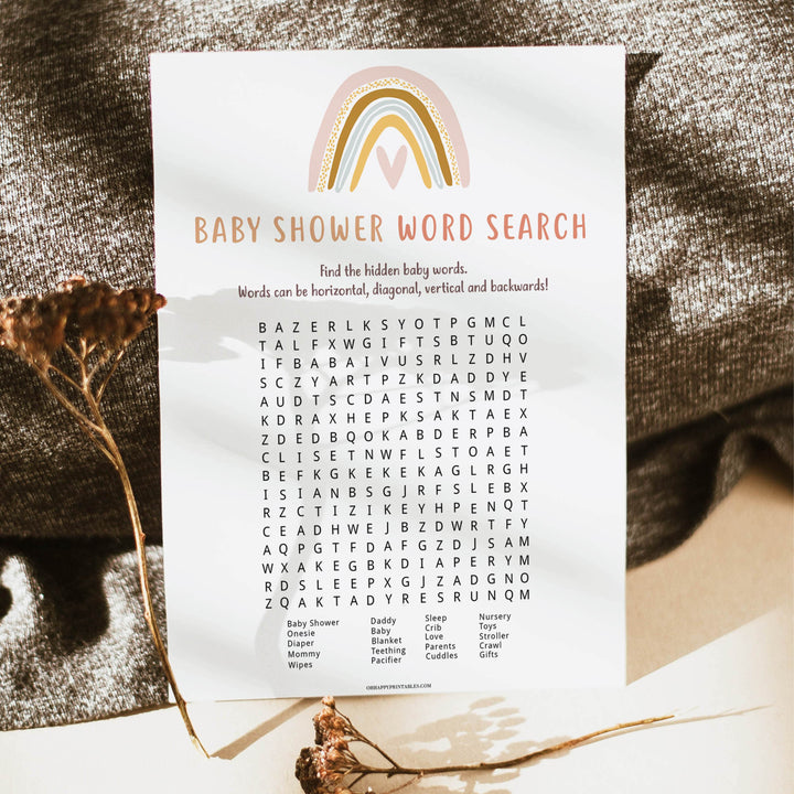 baby shower word search game, Printable baby shower games, boho rainbow baby games, baby shower games, fun baby shower ideas, top baby shower ideas, boho rainbow baby shower, baby shower games, fun boho rainbow baby shower ideas