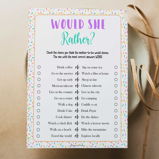 would she rather baby game, Printable baby shower games, baby sprinkle fun baby games, baby shower games, fun baby shower ideas, top baby shower ideas, sprinkle shower baby shower, friends baby shower ideas